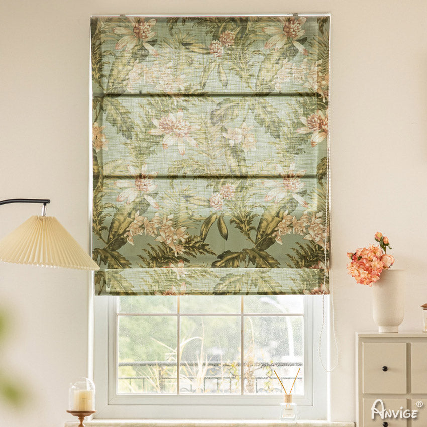 Anvige Home Textile Roman Shade Anvige Flat Roman Shades,Hardware For Installation Included,Window Treatment,Custom Roman Blinds,Pastoral Leaves