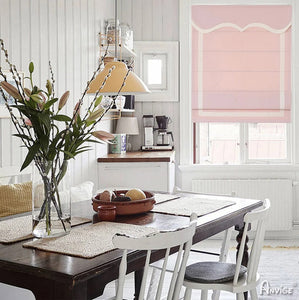 Anvige Home Textile Roman Shade Anvige Flat Roman Shades,Hardware For Installation Included,Window Treatment,Custom Roman Blinds,Pink With White Border Trims