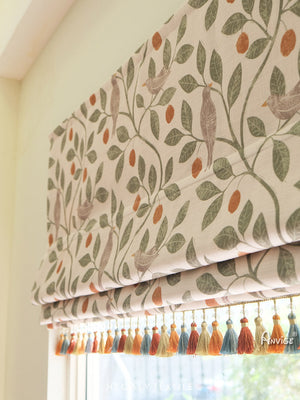 Anvige Home Textile Roman Shade Anvige Flat Roman Shades,Hardware For Installation Included,Window Treatment,Custom Roman Blinds,Printed Bird and Leaves