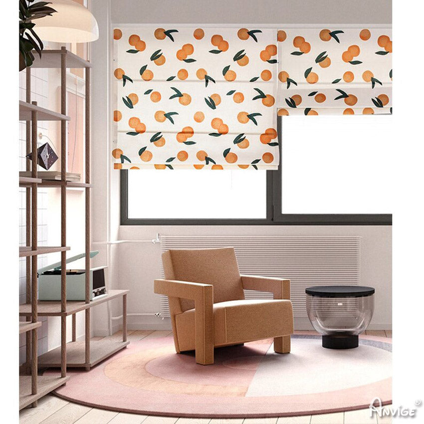 Anvige Home Textile Roman Shade Anvige Flat Roman Shades,Hardware For Installation Included,Window Treatment,Custom Roman Blinds,Printed Fruits Pattern