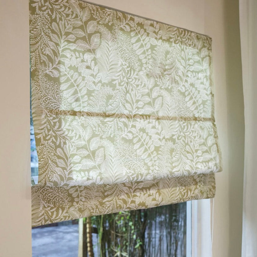 Anvige Home Textile Roman Shade Anvige Flat Roman Shades,Hardware For Installation Included,Window Treatment,Custom Roman Blinds,Printed Green Leaves