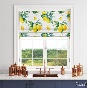 Anvige Home Textile Roman Shade Anvige Flat Roman Shades,Hardware For Installation Included,Window Treatment,Custom Roman Blinds,Printed Lemon