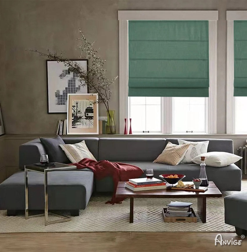 Anvige Home Textile Roman Shade Anvige Flat Roman Shades,Hardware For Installation Included,Window Treatment,Custom Roman Blinds ,Solid Color Cotton Linen Fabrics