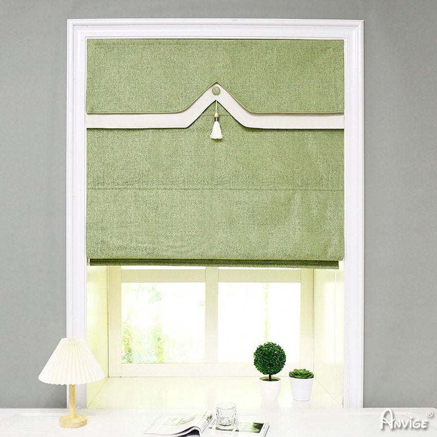 Anvige Home Textile Roman Shade Anvige Flat Roman Shades,Hardware For Installation Included,Window Treatment,Custom Roman Blinds,Solid Green Color