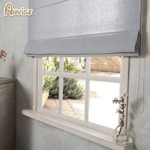 Anvige Home Textile Roman Shade Anvige Flat Roman Shades,Hardware For Installation Included,Window Treatment,Custom Roman Blinds,Solid Grey Color
