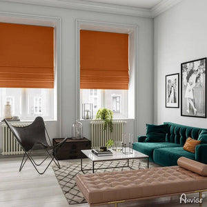 Anvige Home Textile Roman Shade Anvige Flat Roman Shades,Hardware For Installation Included,Window Treatment,Custom Roman Blinds,Solid Orange Color