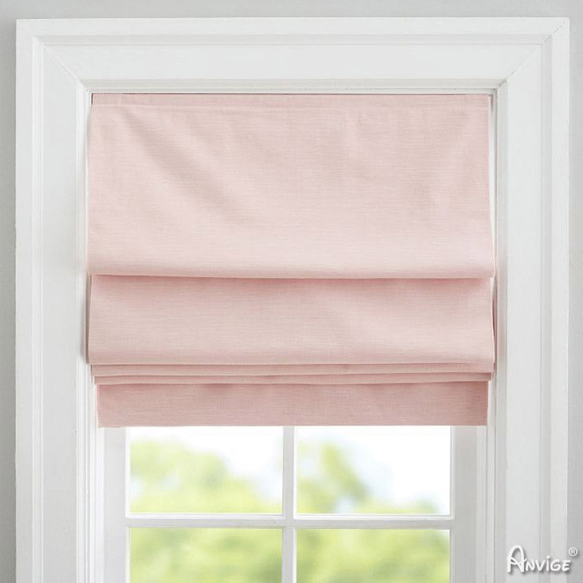 Anvige Home Textile Roman Shade Anvige Flat Roman Shades,Hardware For Installation Included,Window Treatment,Custom Roman Blinds,Solid Pink Color