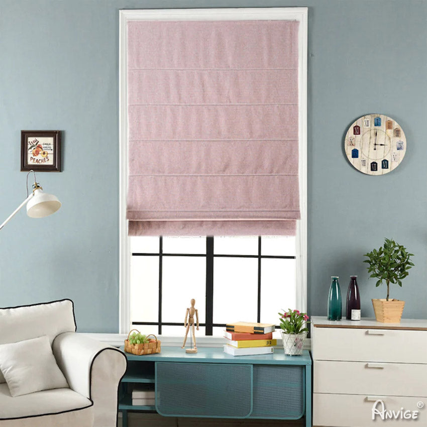 Anvige Home Textile Roman Shade Anvige Flat Roman Shades,Hardware For Installation Included,Window Treatment,Custom Roman Blinds,Solid Pinkish Purple Color