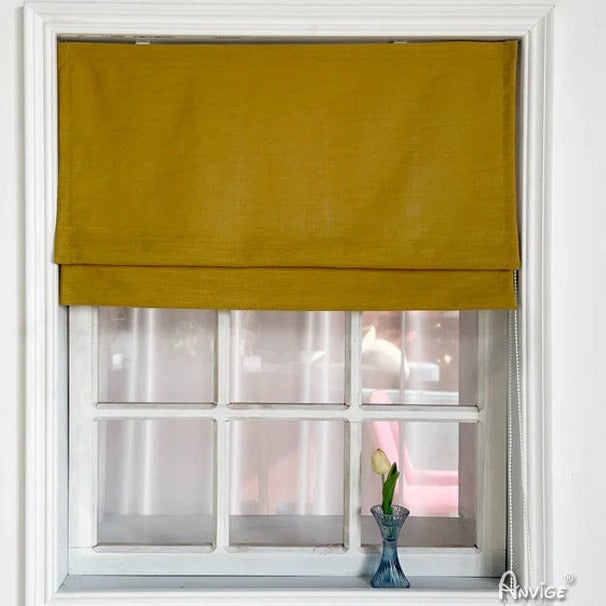 Anvige Home Textile Roman Shade Anvige Flat Roman Shades,Hardware For Installation Included,Window Treatment,Custom Roman Blinds ,Turmeric Color