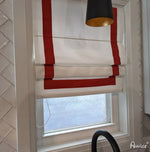 Anvige Home Textile Roman Shade Anvige Flat Roman Shades,Hardware For Installation Included,Window Treatment,Custom Roman Blinds,White and Red Borders