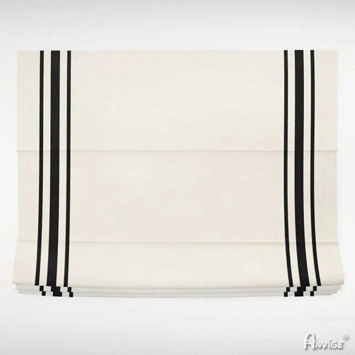Anvige Home Textile Roman Shade Anvige Flat Roman Shades,Hardware For Installation Included,Window Treatment,Custom Roman Blinds,White With Black Trims