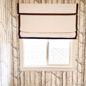 Anvige Flat Roman Shades,Hardware For Installation Included,Window Treatment,Custom Roman Blinds ,White With Coffee Border Trims