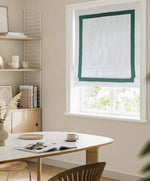 Anvige Home Textile Roman Shade Anvige Flat Roman Shades,Hardware For Installation Included,Window Treatment,Custom Roman Blinds ,White With Green Border Trims