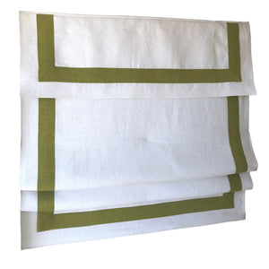 Anvige Home Textile Roman Shade Anvige Flat Roman Shades,Hardware For Installation Included,Window Treatment,Custom Roman Blinds,White With Green Border Trims