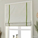 Anvige Home Textile Roman Shade Anvige Flat Roman Shades,Hardware For Installation Included,Window Treatment,Custom Roman Blinds,White With Green Color Trims