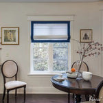 Anvige Home Textile Roman Shade Anvige Flat Roman Shades,Hardware For Installation Included,Window Treatment,Custom Roman Blinds,White With Navy Blue Border Trims
