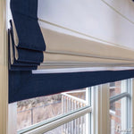 Anvige Home Textile Roman Shade Anvige Flat Roman Shades,Hardware For Installation Included,Window Treatment,Custom Roman Blinds,White With Navy Blue Border Trims