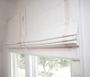 Anvige Home Textile Roman Shade Anvige Flat Roman Shades,Hardware For Installation Included,Window Treatment,Custom Roman Blinds,White With Pink Borders