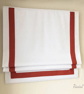 Anvige Home Textile Roman Shade Anvige Flat Roman Shades,Hardware For Installation Included,Window Treatment,Custom Roman Blinds,White With Red Border