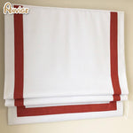 Anvige Home Textile Roman Shade Anvige Flat Roman Shades,Hardware For Installation Included,Window Treatment,Custom Roman Blinds,White With Red Border Trims