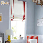 Anvige Home Textile Roman Shade Anvige Flat Roman Shades,Hardware For Installation Included,Window Treatment,Custom Roman Blinds,White With Red Double Trims