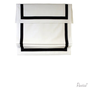 Anvige Home Textile Roman Shade Anvige Flat Roman Shades,Hardware For Installation Included,Window Treatment,Custom Roman Blinds With Blue Heading,White With Black Border Trims and Heading