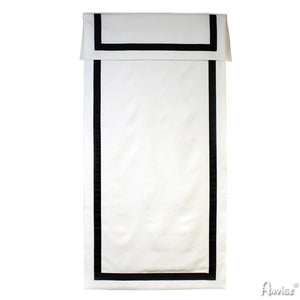 Anvige Home Textile Roman Shade Anvige Flat Roman Shades,Hardware For Installation Included,Window Treatment,Custom Roman Blinds With Blue Heading,White With Black Border Trims and Heading