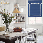 Anvige Home Textile Roman Shade Anvige Flat Roman Shades,Hardware For Installation Included,Window Treatment,Custom Roman Blinds With Blue Wave Valance,Blue With White Border Trims