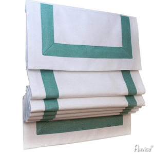 Anvige Home Textile Roman Shade Anvige Flat Roman Shades,Hardware For Installation Included,Window Treatment,Custom Roman Blinds With Head,White and Green Strips Heading Valance Included