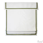 Anvige Home Textile Roman Shade Anvige Flat Roman Shades,Hardware For Installation Included,Window Treatment,Custom Roman Blinds With Head,White With Green Border Trims and Heading