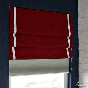 Anvige Home Textile Roman Shade Anvige Flat Roman Shades,Hardware For Installation Included,Window Treatment,Custom Roman Blinds With Head,Wine Red With White Trims