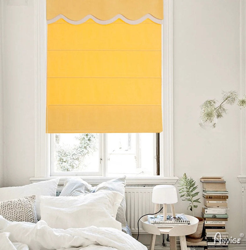 Anvige Home Textile Roman Shade Anvige Flat Roman Shades,Hardware For Installation Included,Window Treatment,Custom Roman Blinds With Heading,Solid Yellow Color