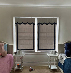 Anvige Home Textile Roman Shade Anvige Flat Roman Shades,Hardware For Installation Included,Window Treatment,Custom Roman Blinds With Heading,White With Black Border Trims