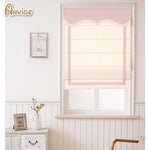 Anvige Flat Roman Shades,Hardware For Installation Included,Window Treatment,Custom Roman Blinds With Pink Heading,White With Pink Border Trims