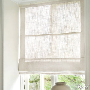 Anvige Home Textile Roman Shade Anvige Flat Sheer Roman Shades,Hardware For Installation Included,Window Treatment,Custom Roman Blinds,Cotton Linen Solid Creamy White Color