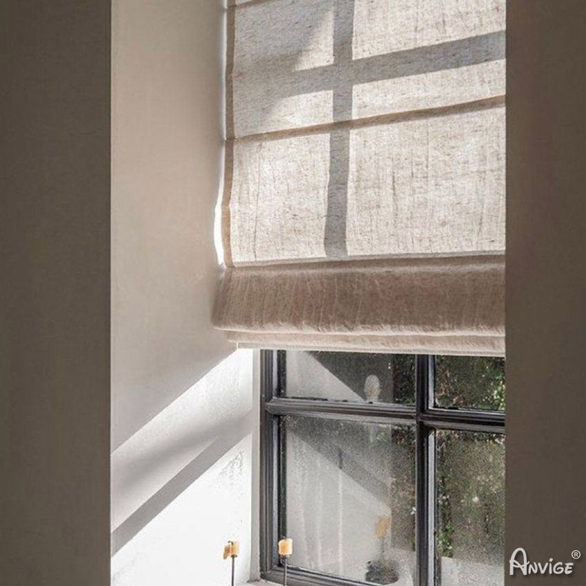Anvige Home Textile Roman Shade Anvige Flat Sheer Roman Shades,Hardware For Installation Included,Window Treatment,Custom Roman Blinds,Linen Sheer Fabric