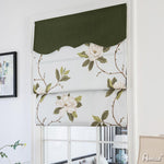 ANVIGE Garden Beautiful Flowers Green Valance Printed Roman Shades ,Easy Install Washable Curtains ,Customized Window Curtain Drape, 24"W X 64"H