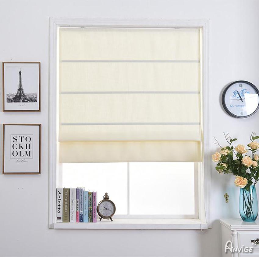 ANVIGE Modern Beige Color Roman Shades ,Easy Install Washable Curtains ,Customized Window Curtain Drape, 24"W X 64"H