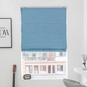 ANVIGE Modern Blue Color Printed Customized Roman Shades ,Easy Install Washable Curtains ,Customized Window Curtain Drape, 24"W X 64"H