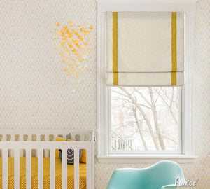 ANVIGE Modern Children Room Turmeric Banded Customized Roman Shades ,Easy Install Washable Curtains ,Customized Window Curtain Drape, 24"W X 64"H