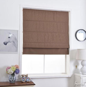 ANVIGE Modern Coffee Color Roman Shades ,Easy Install Washable Curtains ,Customized Window Curtain Drape, 24"W X 64"H