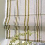 ANVIGE Modern Cotton Linen Stripes Printed Customized Roman Shades ,Easy Install Washable Curtains ,Customized Window Curtain Drape, 24"W X 64"H