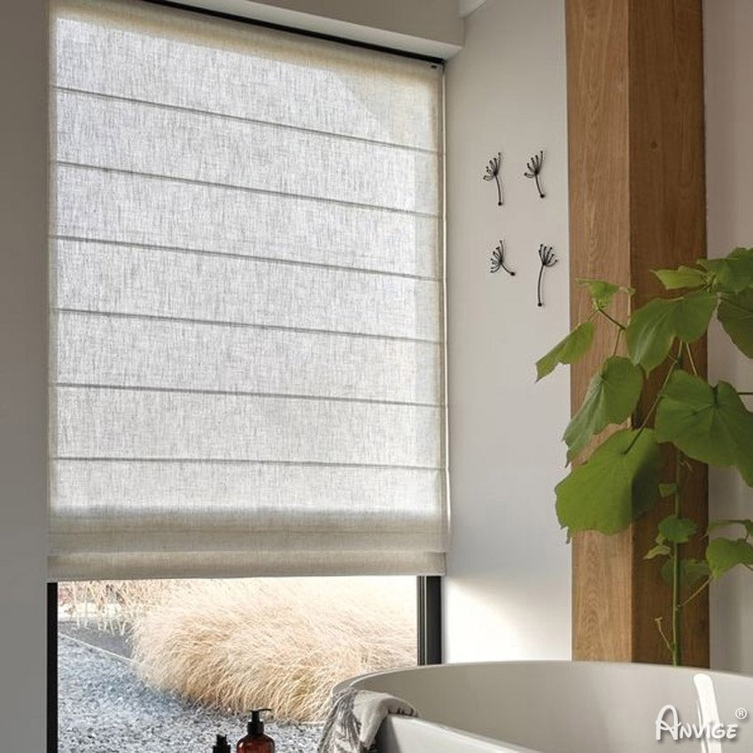Anvige Home Textile Roman Shade Anvige Modern Flat Roman Shades,Hardware For Installation Included,Window Treatment,Custom Roman Blinds,Cotton Linen Fabric