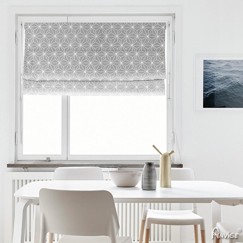 ANVIGE Modern Geometric Diamond Printed Customized Roman Shades ,Easy Install Washable Curtains ,Customized Window Curtain Drape, 24"W X 64"H