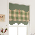 ANVIGE Modern Green Plaid With Green Valance Customized Roman Shades ,Easy Install Washable Curtains ,Customized Window Curtain Drape, 24"W X 64"H