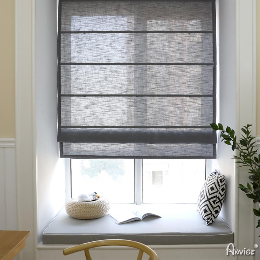 ANVIGE Modern Grey Color Printed Customized Roman Shades ,Easy Install Washable Curtains ,Customized Window Curtain Drape, 24"W X 64"H