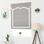 ANVIGE Modern Grey Fabric Fashion White Banded Roman Shades ,Easy Install Washable Curtains ,Customized Window Curtain Drape, 24"W X 64"H