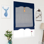 ANVIGE Modern Small Plaid Blue Strips Roman Shades ,Easy Install Washable Curtains ,Customized Window Curtain Drape, 24"W X 64"H