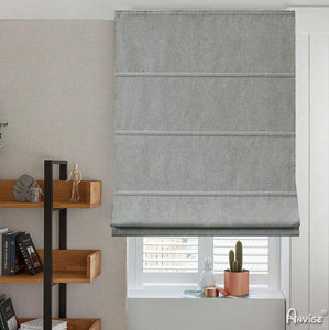 ANVIGE Modern Solid Grey Color Customized Fan Roman Shades ,Easy Install Washable Curtains ,Customized Window Curtain Drape, 24"W X 64"H
