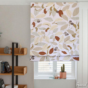 ANVIGE Pastoral Autumn Leaves Printed Customized Fan Roman Shades ,Easy Install Washable Curtains ,Customized Window Curtain Drape, 24"W X 64"H